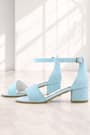 Lilo Glittery Blue Single Strap Girl's High Heel Evening Shoes