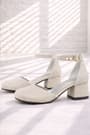 Merida Gold Glitter Thick Heels Pearl Detailed Girls' Heels