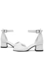 Merida Off White Silvery Thick Heels Girls Heeled Shoes