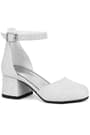Merida Off White Silvery Thick Heels Girls Heeled Shoes