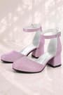 Merida Pink Shiny Thick Heeled Girls Heeled Dress Shoes