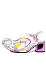Pony Hologram Pink Yellow Thick Heeled Girls Evening Shoes