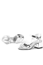 Sarıkaya Silver Shiny Thick Heeled Girls Evening Shoes