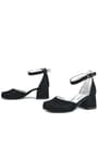 Black Suede Heels Thick Girls High Heeled Shoes