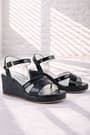 Black Wedge Heeled Shoes For Girl's