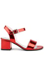 Pony Red Shiny Thick Heeled Girls Evening Shoes