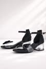 Jessie Black Satin Ribbon Girls' Heeled Shoes