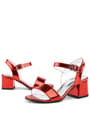 Pony Red Shiny Thick Heeled Girls Evening Shoes