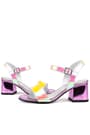 Pony Hologram Pink Yellow Thick Heeled Girls Evening Shoes