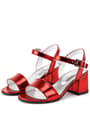 Pony Red Shiny Thick Heeled Girls Evening Shoes