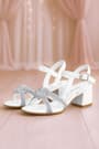 White Braid Stony Girls' Party Thick Heeled Shoes