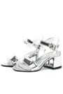 Sarıkaya Silver Shiny Thick Heeled Girls Evening Shoes