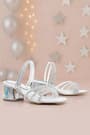 Judy Silver Stone Girl's Heeled Slippers Shoes