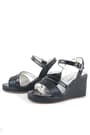 Black Wedge Heeled Shoes For Girl's
