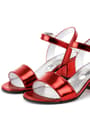 Pony Red Shiny Thick Heeled Girls Evening Shoes