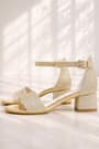 Lilo Glittery Gold Single Strap Girls High Heel Evening Shoes