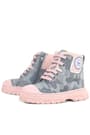 Genuine Leather Pixel Grey Powder Color Camouflage Patterned Girls' Boots