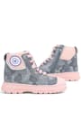 Genuine Leather Pixel Grey Powder Color Camouflage Patterned Girls' Boots