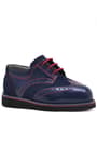 Rakerplus Hidra Patent Leather Suede Navy Blue Lace up Baby Shoes
