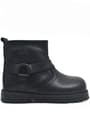 Rakerplus Zippered Genuine Leather Furry Chiron Baby Boy Booties