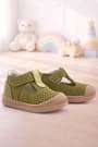 Rakerplus Shaun Genuine Leather Khaki Green Velcro Anatomical Baby Girl Sandals