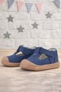 Rakerplus Shaun Genuine Leather Dark Navy Blue Velcro Anatomical Baby Sandals