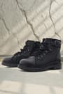 Genuine Leather Black Real Fur Lace-Up Zippered Children's Boots