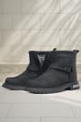 Real Fur Genuine Leather Black Nubuck Metal Detailed Zippered Children's Boots
