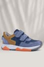 Rakerplus Genuine Leather Blue Suede Tabac Kids Banded Sneakers Sports Shoes