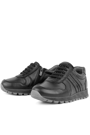 Rakerplus Genuine Leather Black Sports School Shoes with Zip for Boys