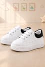 Rakerplus White Leather Lace-Up Lightweight Sole Kids' Athletic Shoes