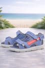 Genuine Leather Blue Orange Kids Sandals Shoes