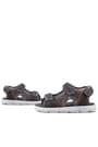 Rakerplus Genuine Leather Grey Banded Kids Sandals