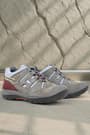 Rakerplus Genuine Leather Light Grey Burgundy Laced Up Kids' Outdoor Sports Shoes 5000-BGR.31