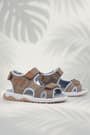 Rakerplus Genuine Leather Brown Velcro Kids Sandals Shoes 14021-KGRK.26