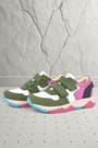 Rakerplus Hakiki Deri Yeşil Pembe Çocuk Sneakers Spor Ayakkabı 3880-YYF.26
