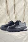 Rakerplus Black Patent Leather Lace-Up Oxford Metal Detailed Casual Shoes