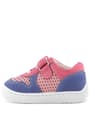Rakerplus Bob Hakiki Deri Pembe Mavi Barefoot Cırtlı Lastikli Bebek Sneaker Ayakkabı
