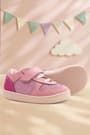 Rakerplus Bob Genuine Leather Pink Glittery Barefoot Velcro Elastic Baby Sneakers