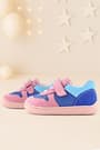 Rakerplus Bob Hakiki Deri Mavi Pembe Barefoot Cırtlı Lastikli Bebek Sneaker Ayakkabı