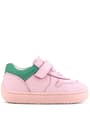 Rakerplus Bob Hakiki Deri Pembe Yeşil Barefoot Cırtlı Lastikli Bebek Sneaker Ayakkabı