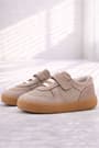 Rakerplus Bob Genuine Leather Beige Barefoot Velcro Elastic Baby Sneaker Shoes