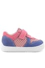 Rakerplus Bob Hakiki Deri Pembe Mavi Barefoot Cırtlı Lastikli Bebek Sneaker Ayakkabı