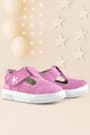Rakerplus Bheem Genuine Leather Pink Velcro Baby Sandals with Flower Detail