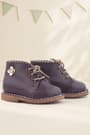 Rakerplus Handmade Genuine Leather Brown Floral Detailed Lace-Up Baby Boots