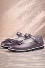 Rakerplus Genuine Leather Anthracite Gray Girls' Flat Shoes with Velcro