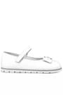 Rakerplus Genuine Leather White Girls Babettes Flat Shoes With Bow