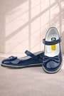 Rakerplus Navy Blue Rougan With Bow Velcro Girls' Babettes