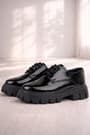 Rakerplus Black Patient Leather Laced Up Girls Kids' Oxford School Shoes
