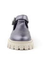 Rakerplus Hakiki Deri Platin Krem Tabanlı Cırtlı Kurdeleli Kız Çocuk Okul Ayakkabı